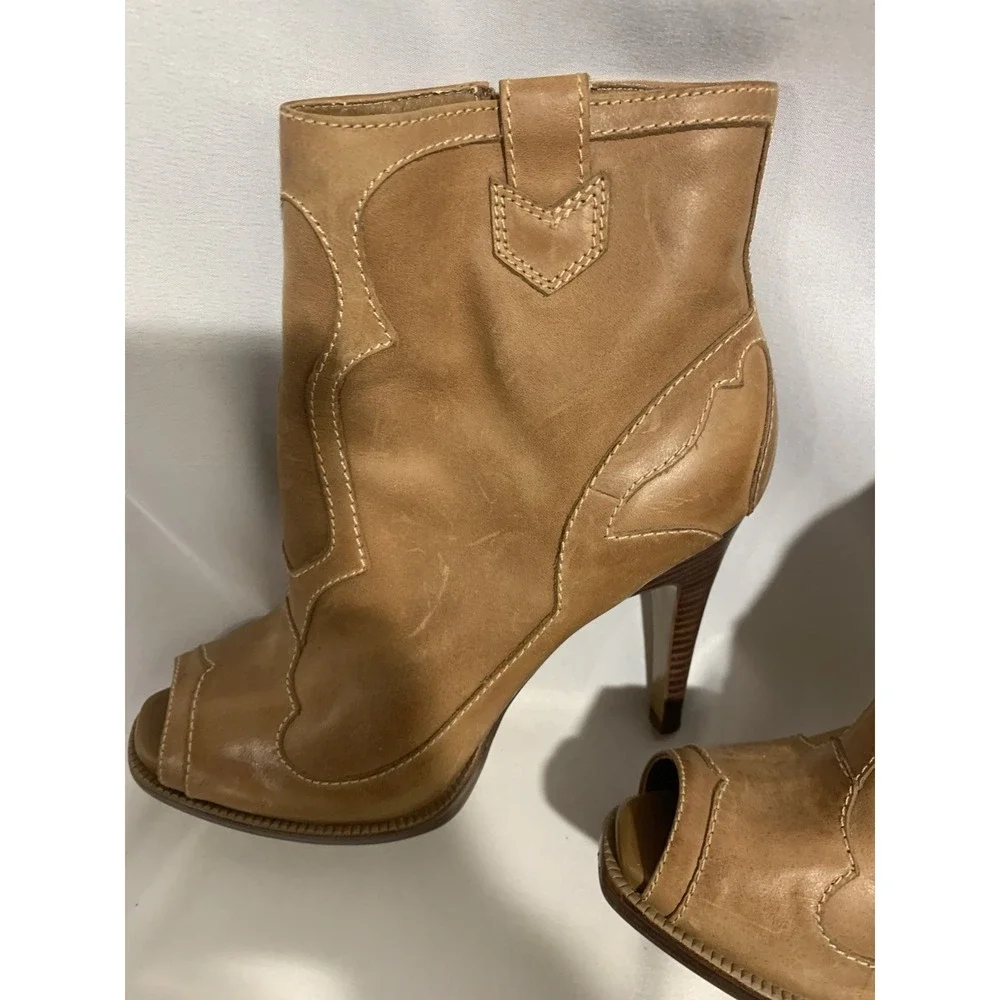 BCB Generation Womens 7.5 Brown‎ Leather Peep Toe stiletto western wartol